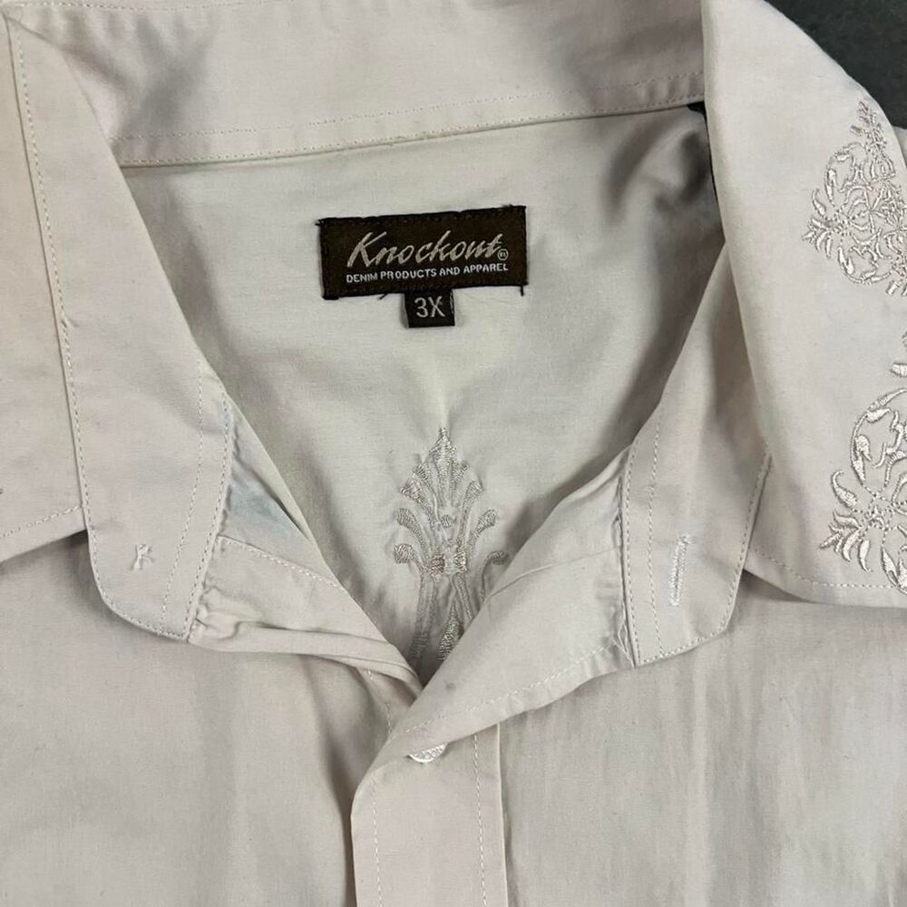 Knockout Y2K Embroidered Rhinestone Button Up Shirt 2XL - Picture 6 of 8